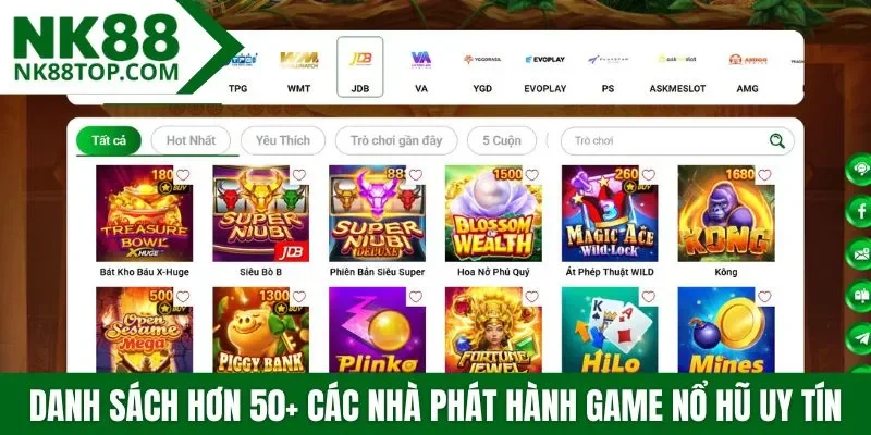 Danh sách hơn 50+ các nhà phát hành game nổ hũ uy tín